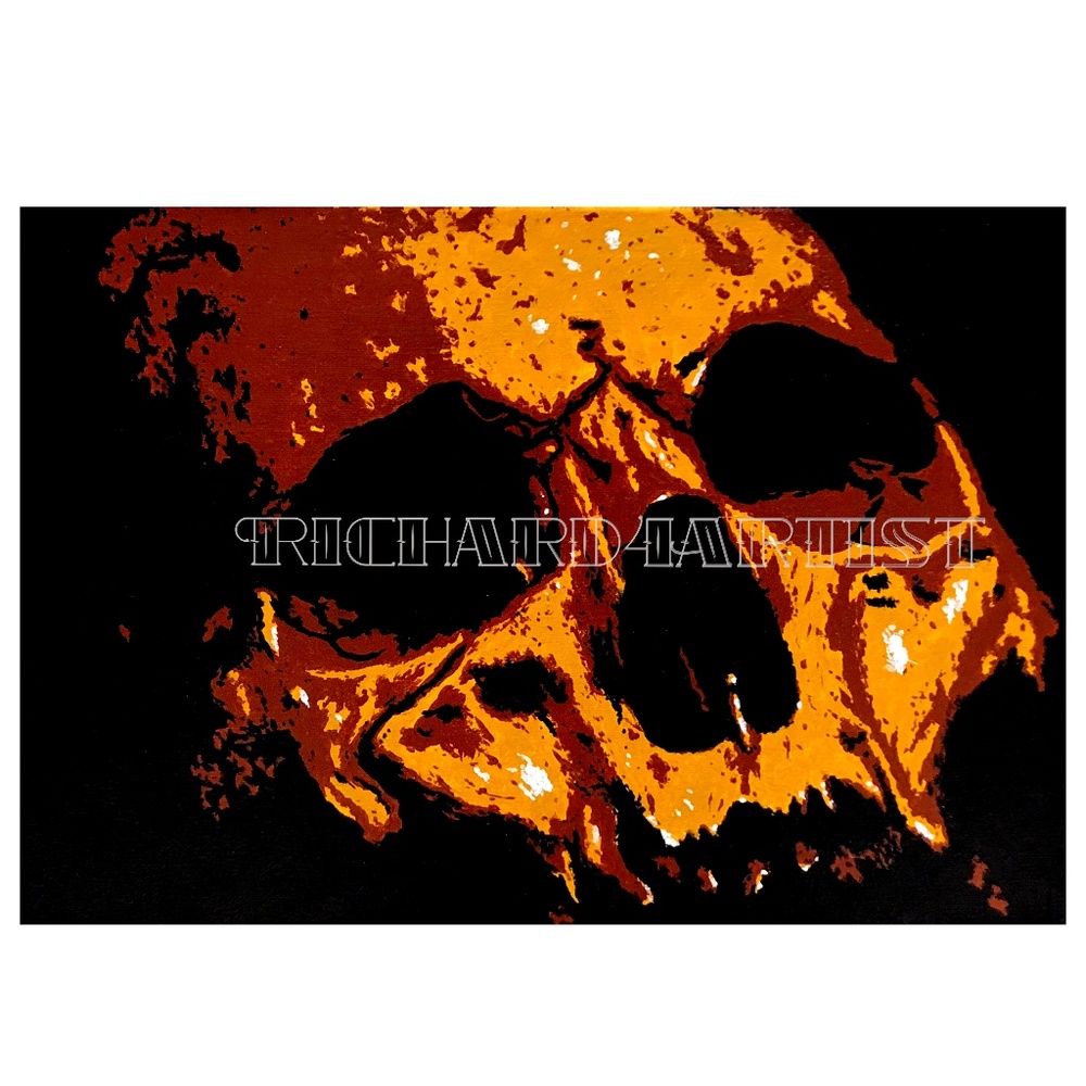 NWT Skull Art Painting PRINT Goth Black Decor Dark